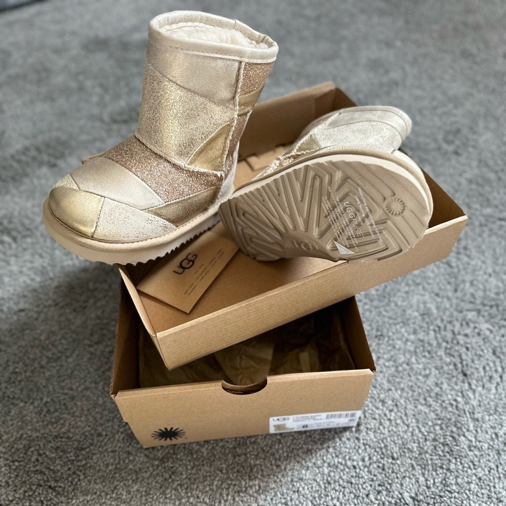UGG Kids Metallic Gold Patchwork Boots